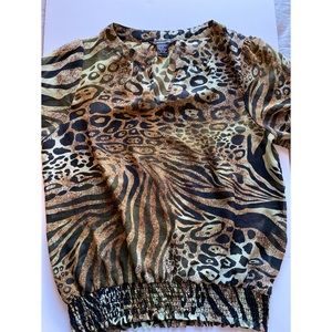 Sheer black and brown animal print top